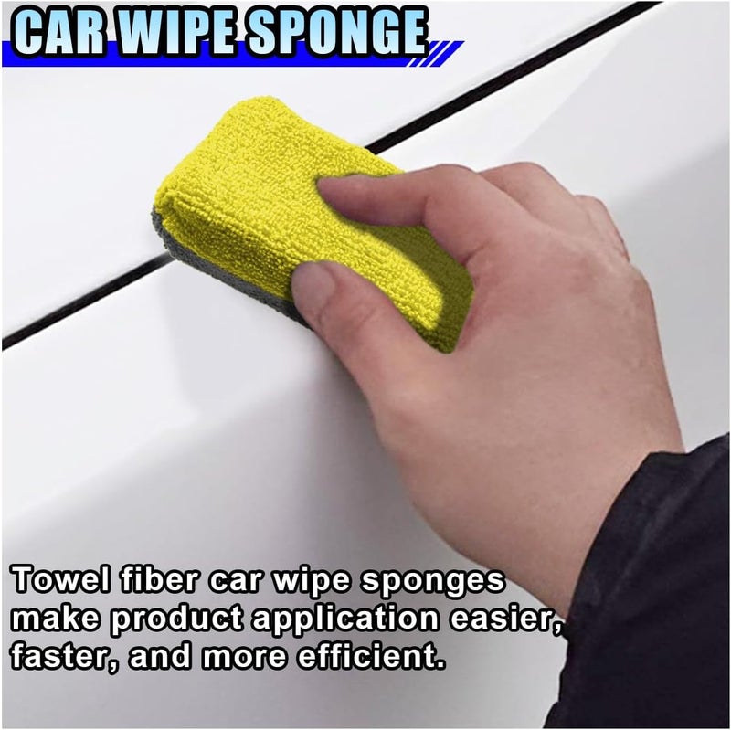 LHDOS 12PCS Ceramic Coating Applicator Sponge, 4.13'' x 1.84'' Microfiber Car Detailing Applicator Pads, Rectangular Car Foam Cleaning Pad, Auto Polishing Pad for Wax, Paint, Sealant (Yellow) - Image 3